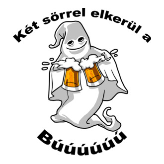 Szellem 2 korsó sörrel - ˝Két sörrel elkerül a búúú˝ - fekete